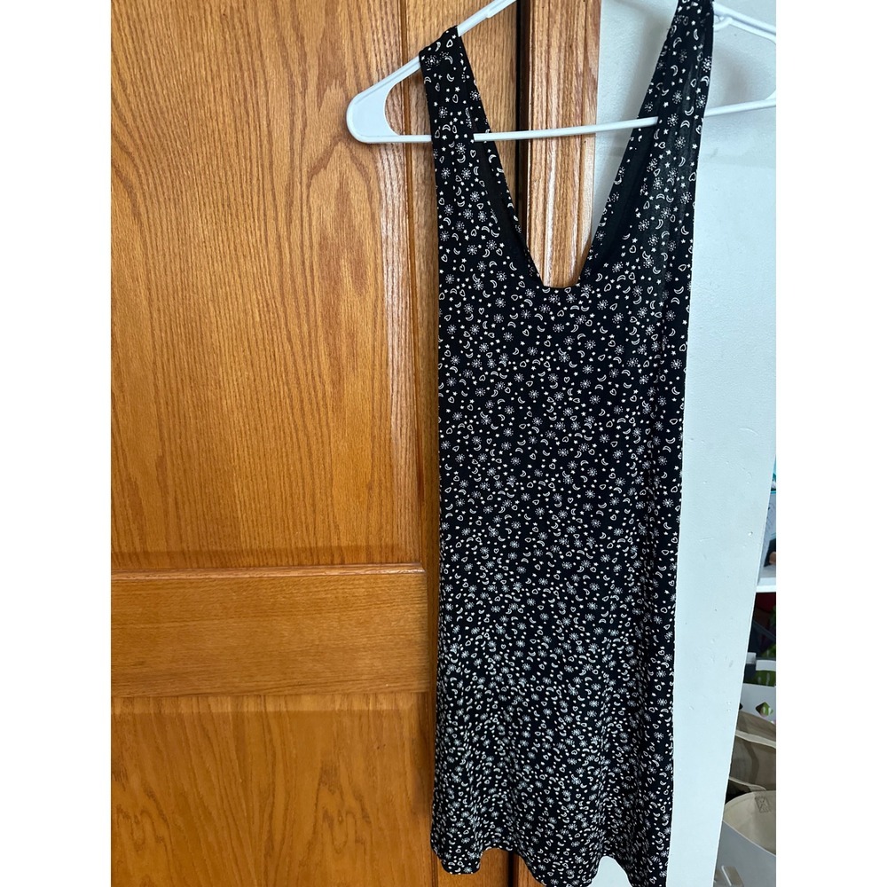 Charlotte Russe Vintage Celestial Star Moon Heart Mini Dress Black White 90s Y2K